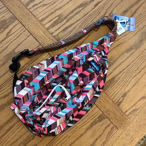 NWT Kavu Rope Sling Bag Sunset Blocks ~ Water Resistant - Picture 2 of 10